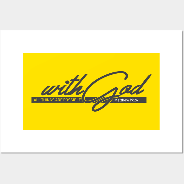 With God All Thing Are Possible - Matthew 19:26 | Bible Quotes Wall Art by Hoomie Apparel
